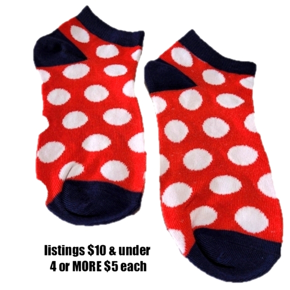 Polka Dot Socks Minnie Mouse Novelty Fashion Graphic Print No Show Ankle Mickey - Picture 1 of 7